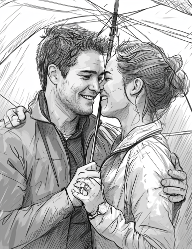 Chris Pine and Jennifer Lawrence running under umbrella in rain Chris Pine and Jennifer Lawrence running under umbrella in rain