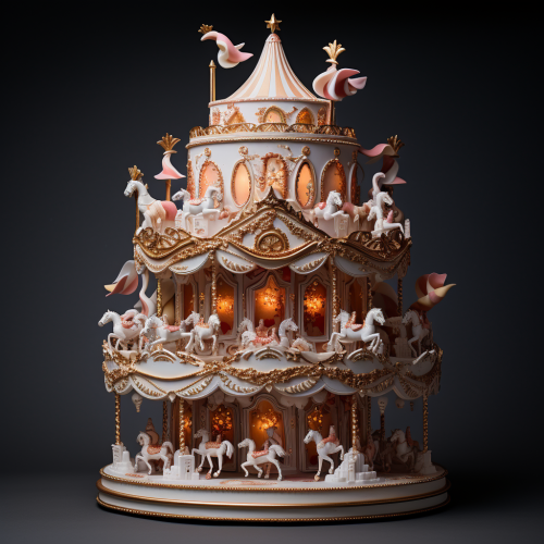 A whimsical Christmas carousel cake