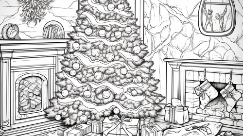 Holiday-themed Christmas coloring page