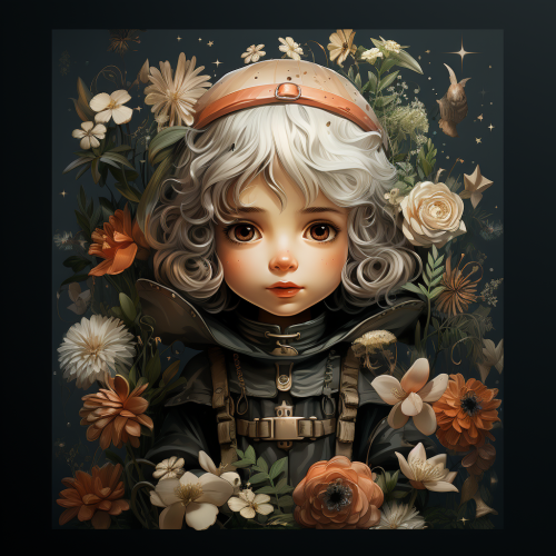 Young Christmas Elf with Flowers