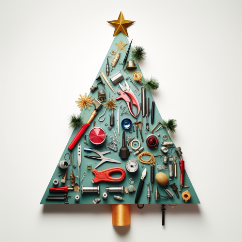 3D Christmas tree with tools and sewing supplies