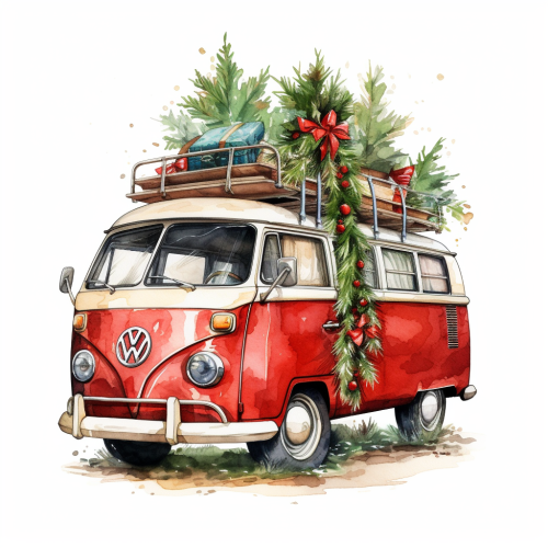 Festive Christmas Camper Van Poster