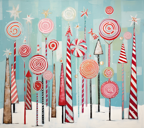 Colorful Christmas candy canes in playful pop art style