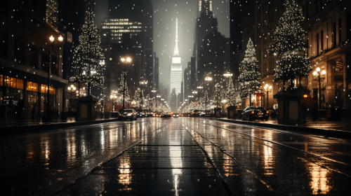 Stylish Christmas cityscape in black and white