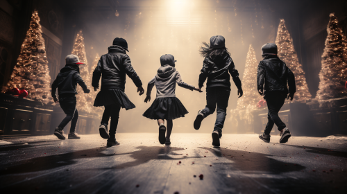 Eccentric children performing Christmas dance
