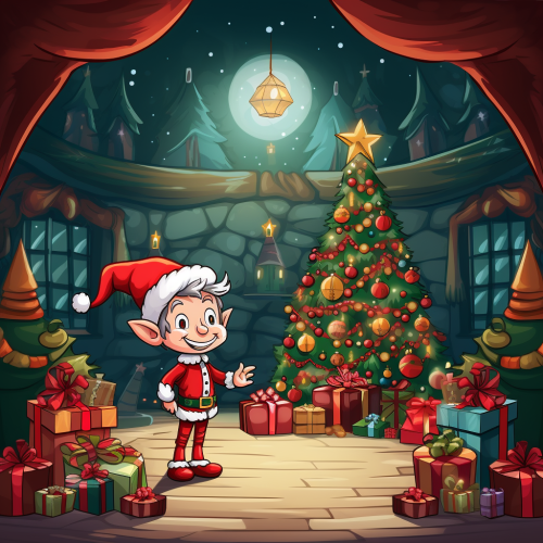 Christmas elf backdrop cartoon