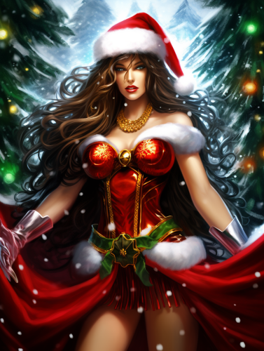 Christmas goddess with superpowers