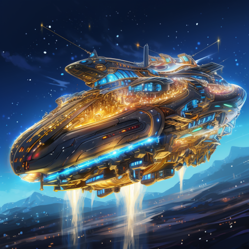 Colorful Anime Illustration of Chrome Spaceship