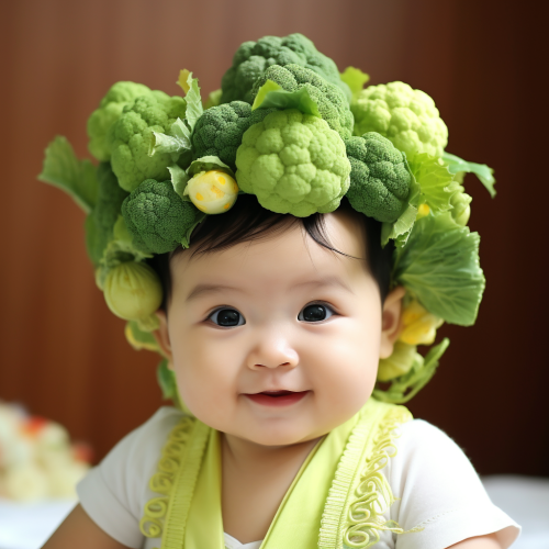 Cute Chinese Baby Cabbage with Broccoli Crown