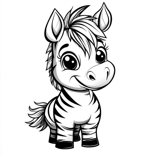 Cute Zebra Character Coloring Page