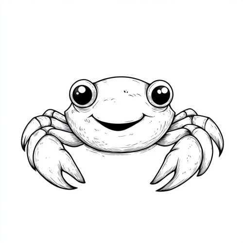 Smiling chubby crab character outline