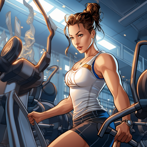 Chun Li working out with determination