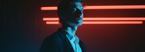 Brunette model at cinematic fashion show