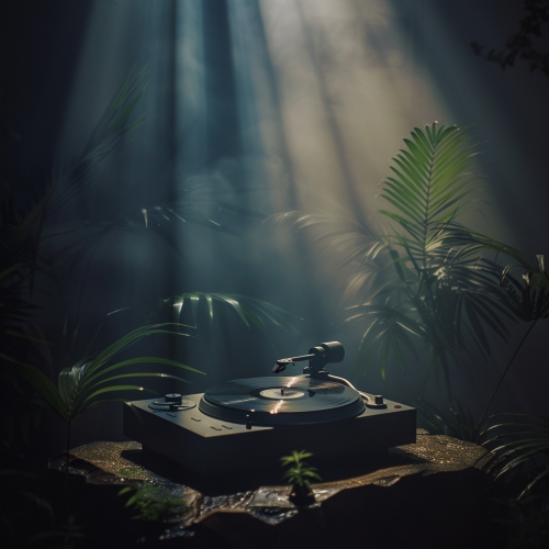 Record player in dark room