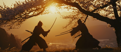 Two Samurai Duel in Winter
