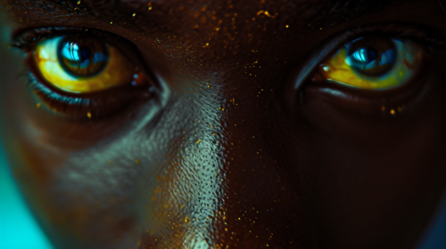 Colorful eyes looking at camera