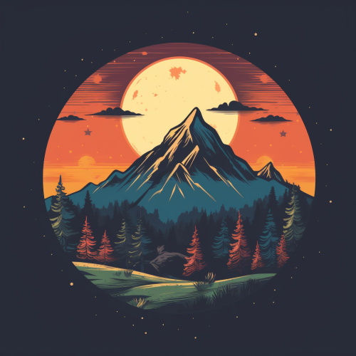 Circular retro camping logo