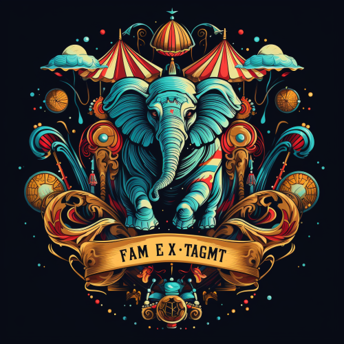 Colorful circus elements logo in digital art