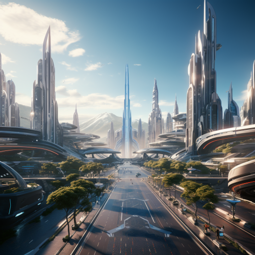 Futuristic cityscape in Northern California