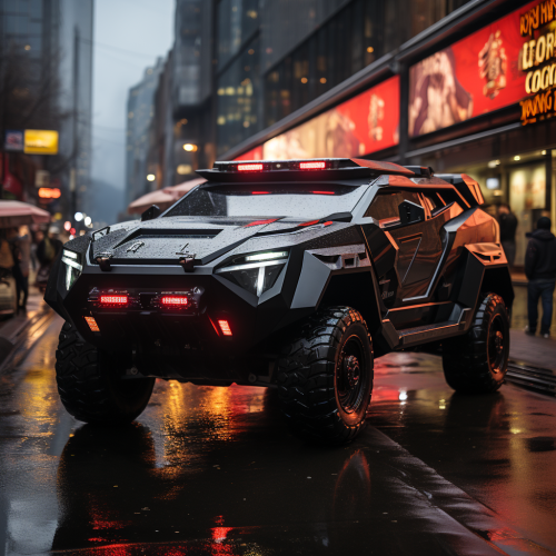 Futuristic urban cybertruck in the city
