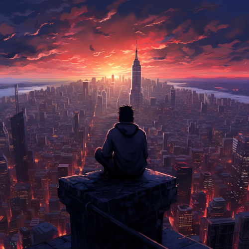 Man enjoying sunset view from Empire State Building