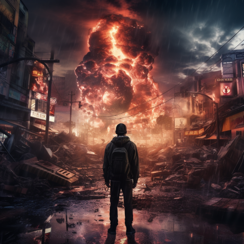 Detailed city destroyed by tornado