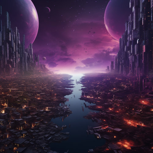 Contrasting futuristic city and dystopian dystopia