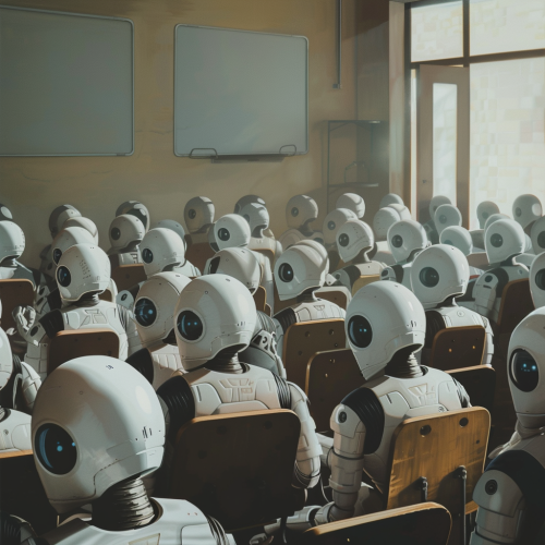 Students learning AI in classroom
