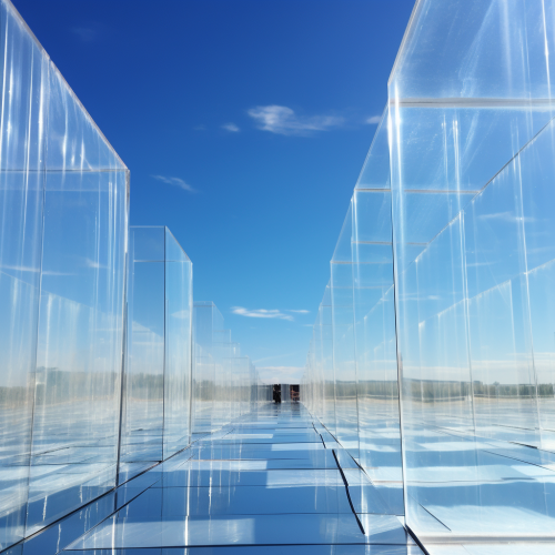Clear Polycarbonate Panels against Blue Sky