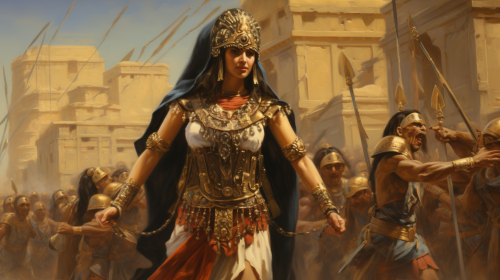 Cleopatra dragged to face the pharaoh