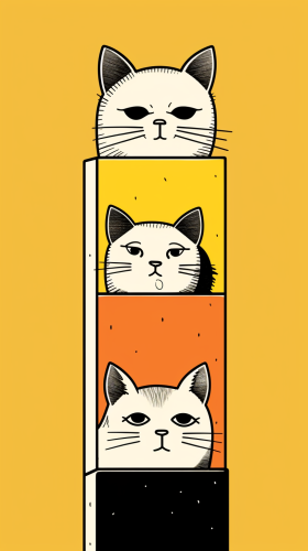 Three cats climbing wall with heads sticking out