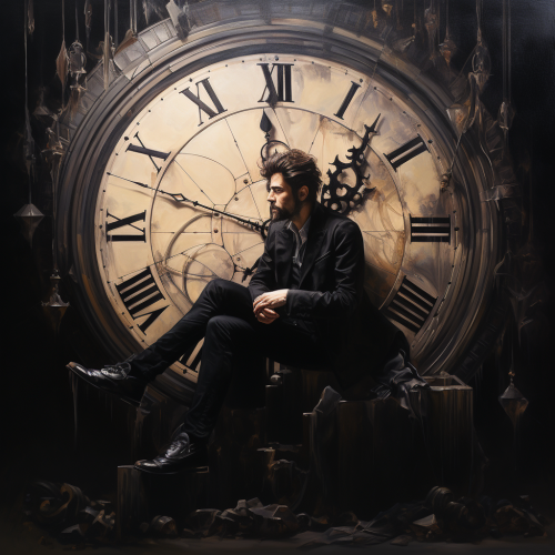 Man sitting on clock