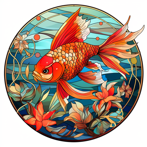 Cloisonné Goldfish Artwork in Stained Glass Style Cloisonné Goldfish Artwork in Stained Glass Style