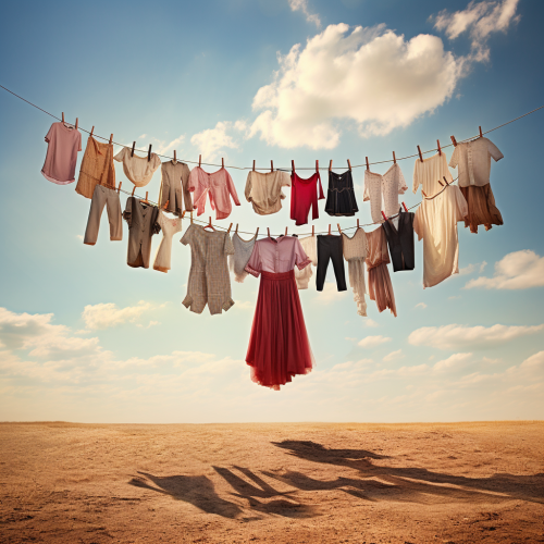 Beautiful clothes on a clothesline