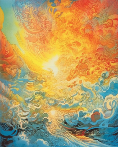 Clock made of clouds teaching a snail