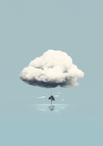 Minimalist art featuring cloud head