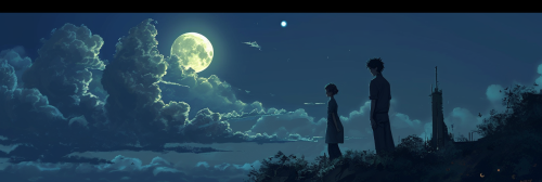 A mesmerizing scene of Cloudpunks under the moonlight A mesmerizing scene of Cloudpunks under the moonlight