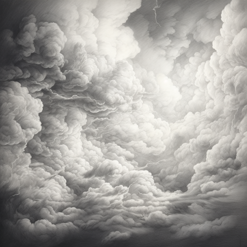 Beautiful clouds sketch with sharp contrast