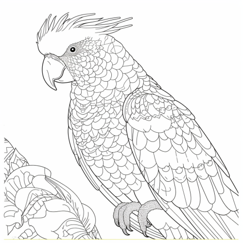 Colorful cockatoo coloring page
