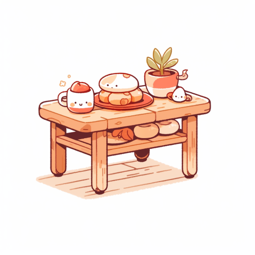 Coffee snacks table on white background