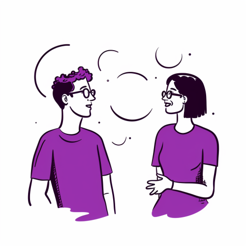 Young male and female discussing essay points Young male and female discussing essay points