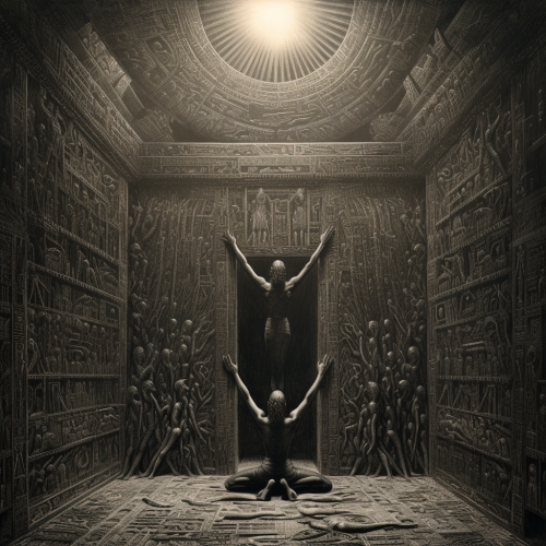 Man desperately holding up collapsing ceiling