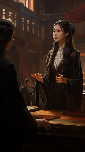 student intern chinese court judge discussing