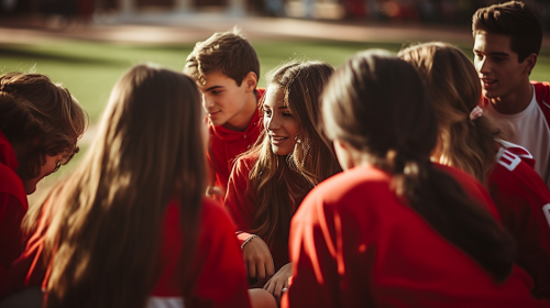 Close-up photo of college students socializing