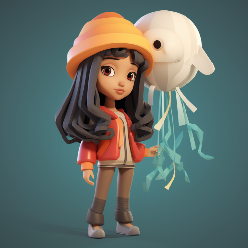 Colombian girl hugging a jellyfish stuffed animal