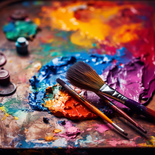 Artistic color palette with muffled paintbrush strokes