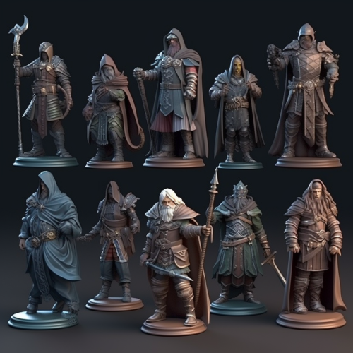 Dark fantasy colored miniatures for DnD heroes