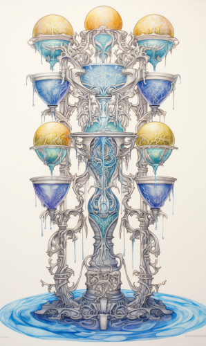 Colorful tarot card illustration with fantasy elements