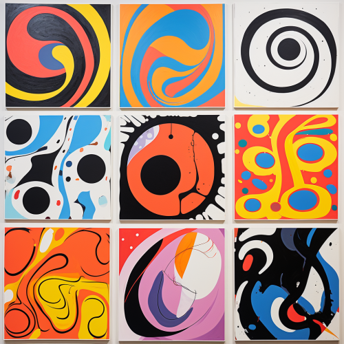 Colorful Circular Abstraction Argus C3 Black Paintings