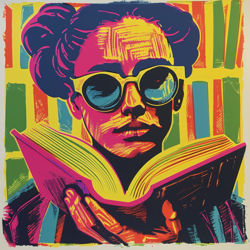 Colorful librarian GTA style print